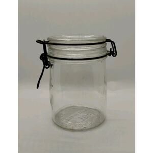 Hermetic Clear Glass Canister Jar 3/4L - Wire Hinged Lid - Made in Italy